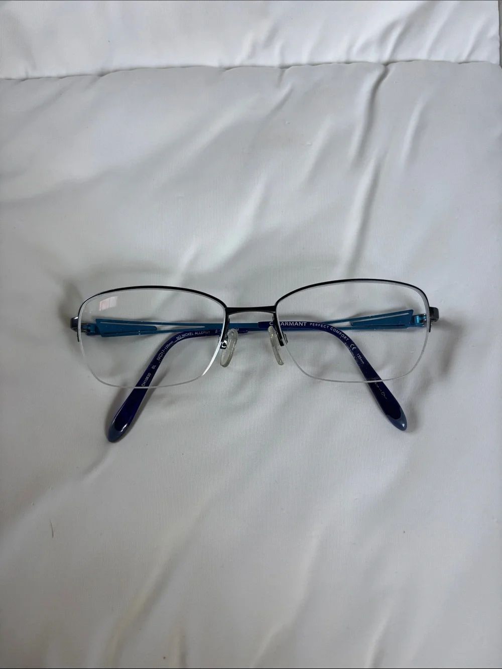 Charmant Eyeglasses CH10630 BL Perfect Comfort Blue Half Rim Frame 52[]17 135